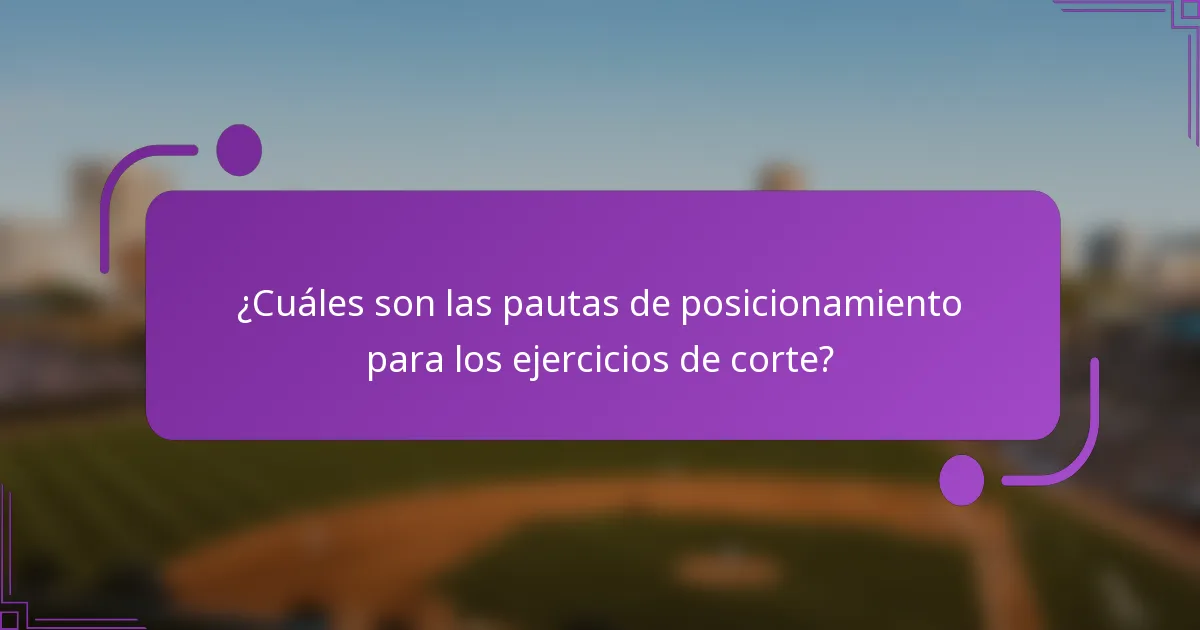 ¿Cuáles son las pautas de posicionamiento para los ejercicios de corte?