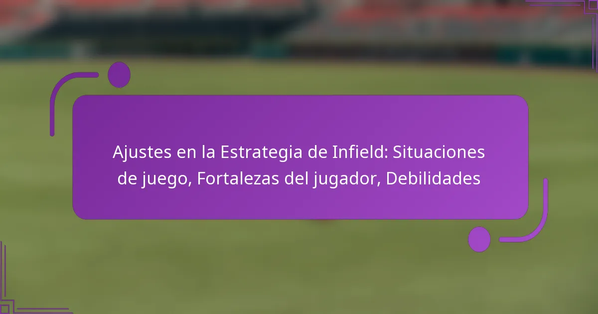 Ajustes en la Estrategia de Infield: Situaciones de juego, Fortalezas del jugador, Debilidades