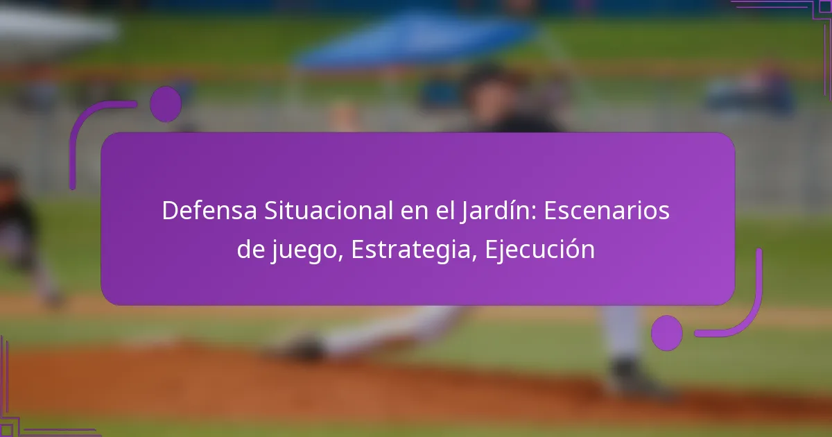 Defensa Situacional en el Jardín: Escenarios de juego, Estrategia, Ejecución