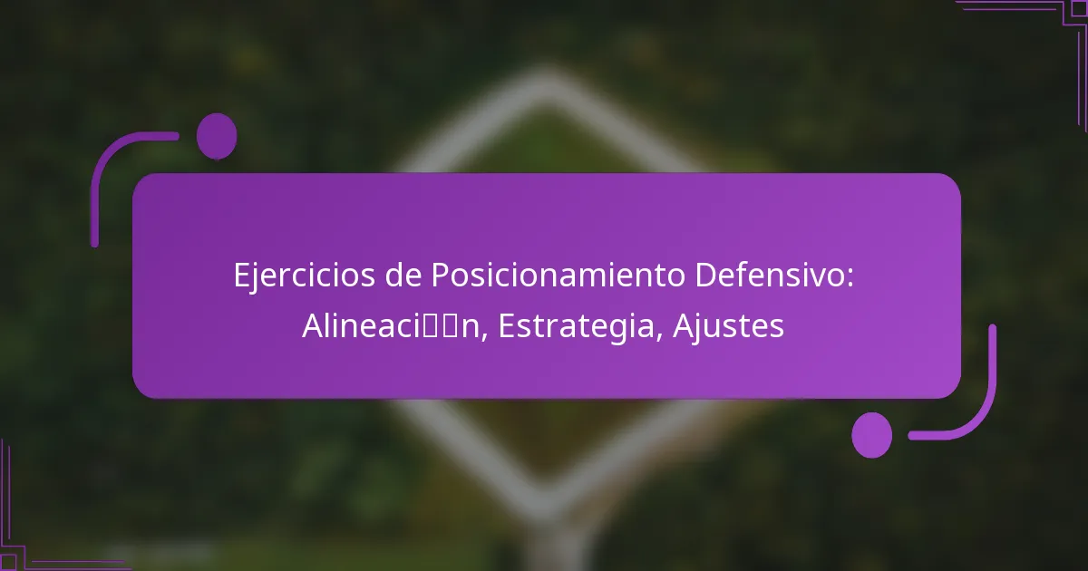 Ejercicios de Posicionamiento Defensivo: Alineación, Estrategia, Ajustes