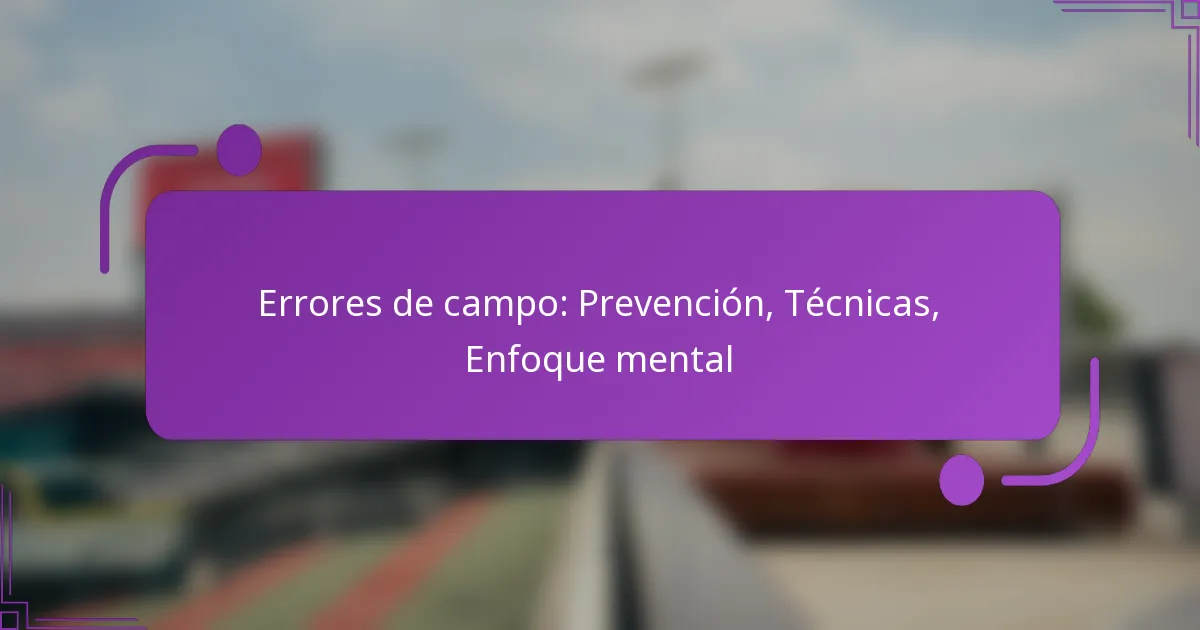 Errores de campo: Prevención, Técnicas, Enfoque mental