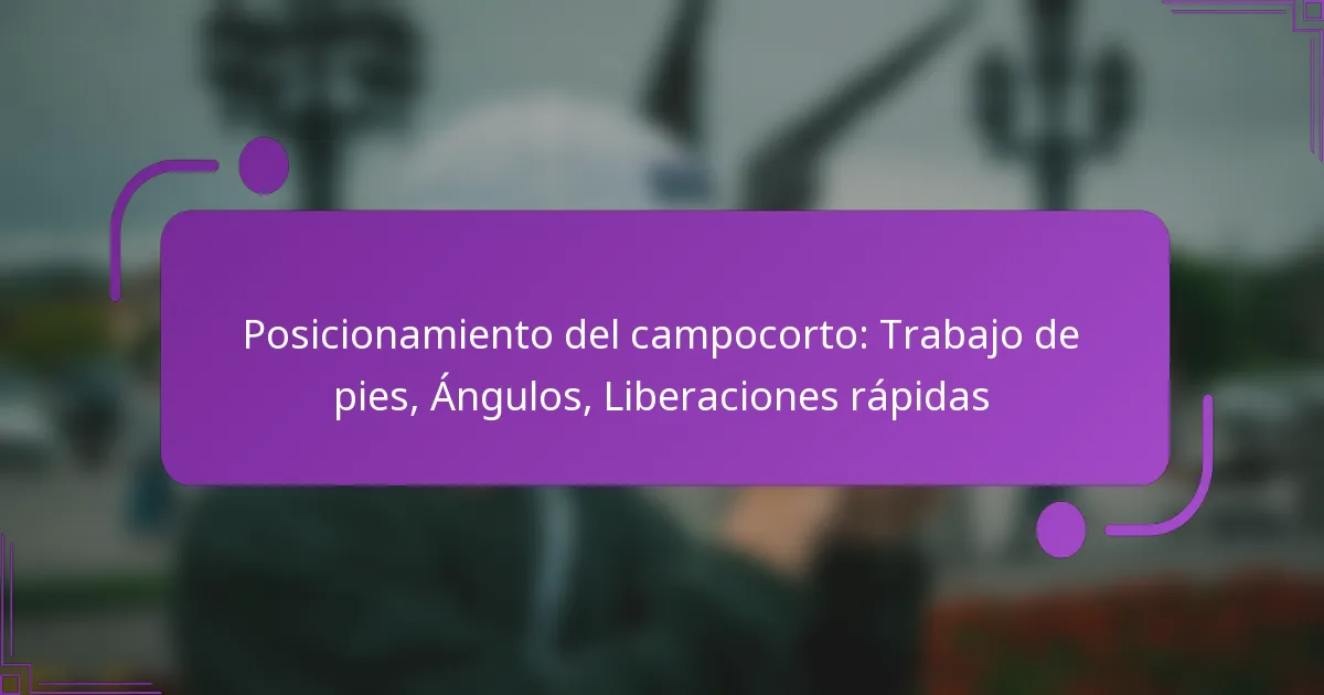 Posicionamiento del campocorto: Trabajo de pies, Ángulos, Liberaciones rápidas
